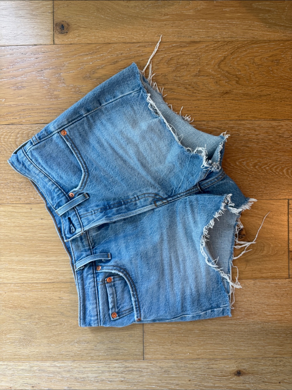 Levi's Blue Frayed Hem Denim Cutoff Shorts